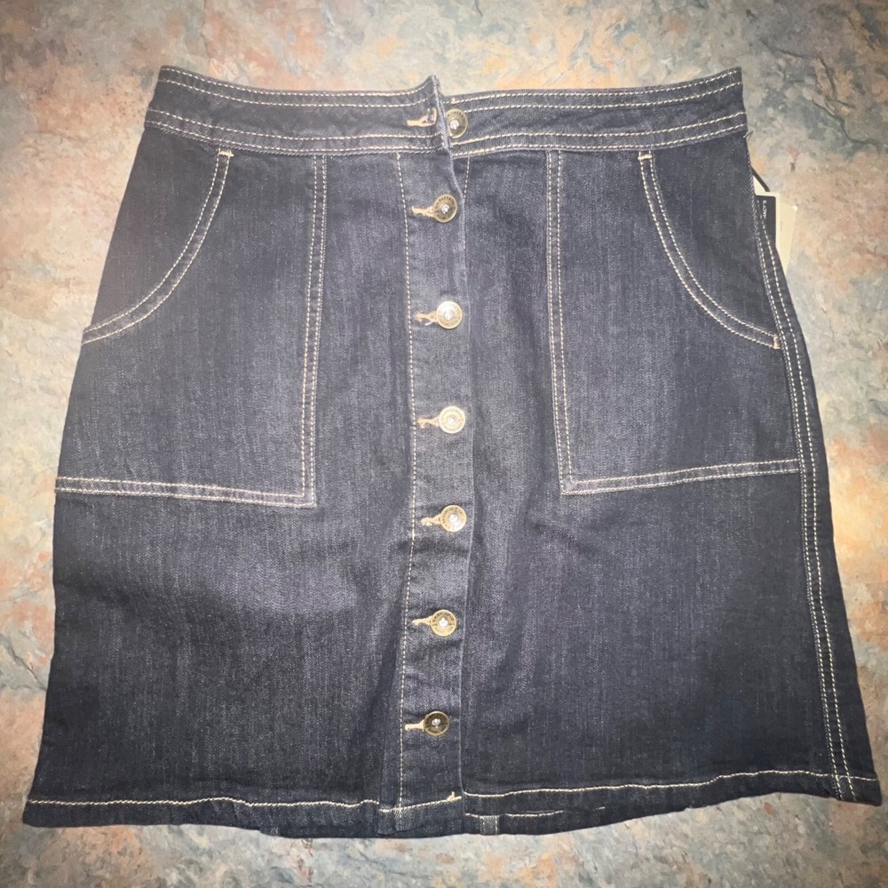 G.H. Bass & Co. Womens Denim Button-Front A-Line Skirt Size 2